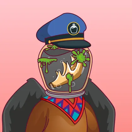 HOODLER #0011: Cop headwear, Green Ink face, African costume, Crawl Wings wings against Pink