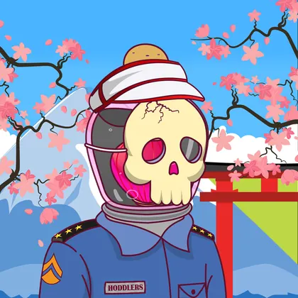 HOODLER #0015: Tennis Hat headwear, Skeleton Mask face, Police costume, No Wings wings against Sakura