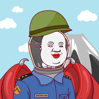 HOODLER #0026: Soldier Hat headwear, Okame face, Police costume, Devil Wings wings against Fuji