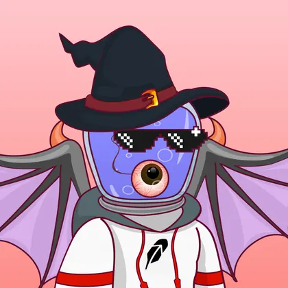 HOODLER #0030: Wizard Hat headwear, Pixel Glasses face, H Hoodie costume, Dragon Wings wings against Pink
